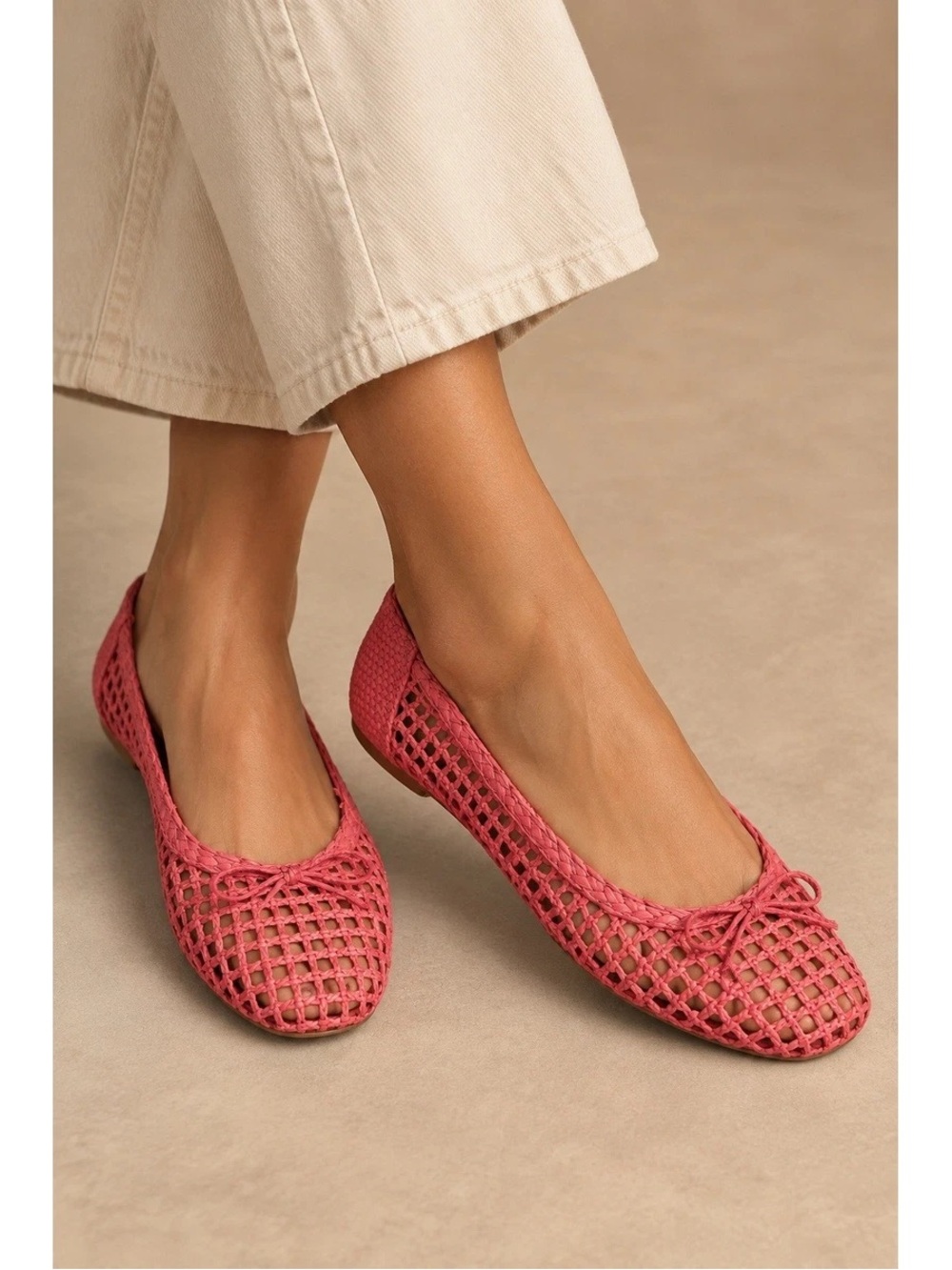ANTONIO MELANI Women's Pink Woven Ballet Flats